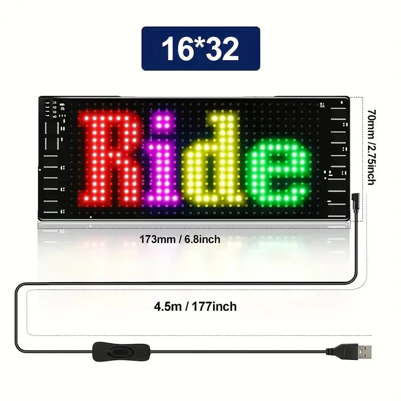 Smart LED Matrix Panel Scrolling Bright Advertising USB 5V Bluetooth App Remote Controlled Sign Light Programmable LED Car Sign