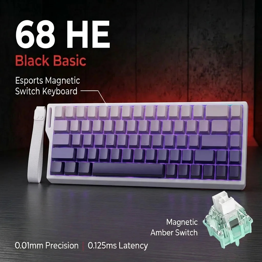 Wired Mechanical Keyboard 68 Keys RGB Backlit Mini Compact Gaming Keyboard Hall Effect Magnetic Switch For Laptop PC FPS