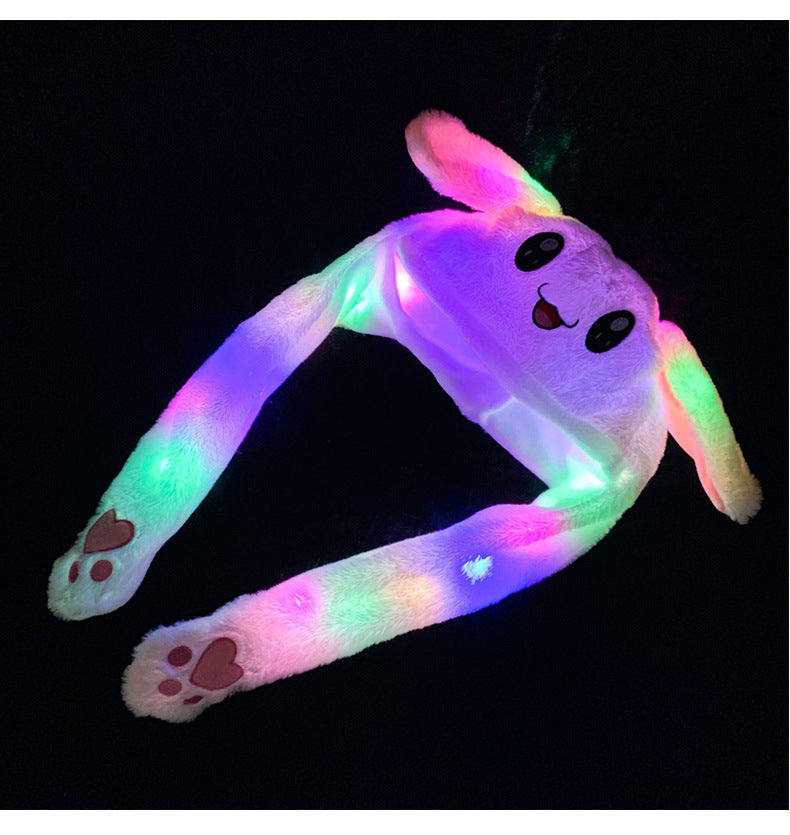 Shake the same type of luminous rabbit hat plush ears can move rabbit headband cold-proof warm earmuff luminous hat
