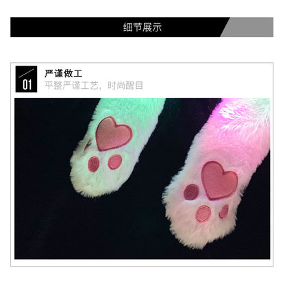 Shake the same type of luminous rabbit hat plush ears can move rabbit headband cold-proof warm earmuff luminous hat