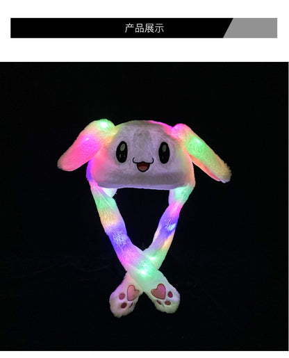 Shake the same type of luminous rabbit hat plush ears can move rabbit headband cold-proof warm earmuff luminous hat