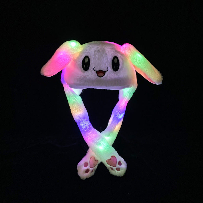Shake the same type of luminous rabbit hat plush ears can move rabbit headband cold-proof warm earmuff luminous hat