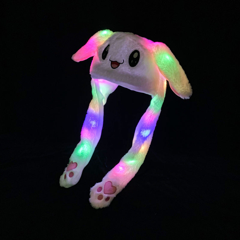 Shake the same type of luminous rabbit hat plush ears can move rabbit headband cold-proof warm earmuff luminous hat