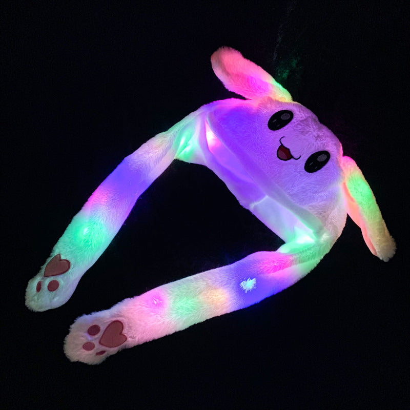 Shake the same type of luminous rabbit hat plush ears can move rabbit headband cold-proof warm earmuff luminous hat
