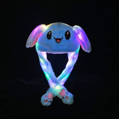 Shake the same type of luminous rabbit hat plush ears can move rabbit headband cold-proof warm earmuff luminous hat