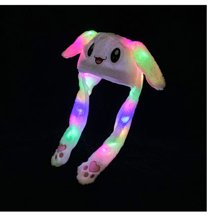 Shake the same type of luminous rabbit hat plush ears can move rabbit headband cold-proof warm earmuff luminous hat