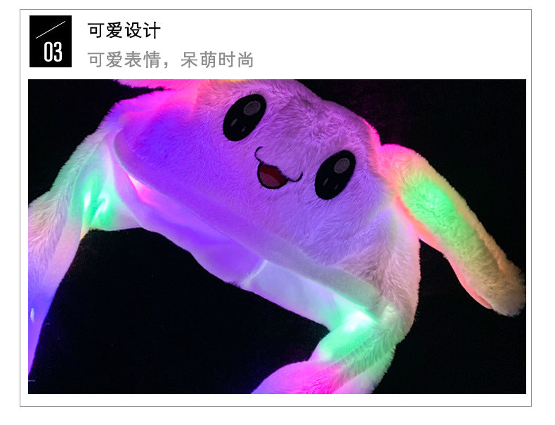 Shake the same type of luminous rabbit hat plush ears can move rabbit headband cold-proof warm earmuff luminous hat