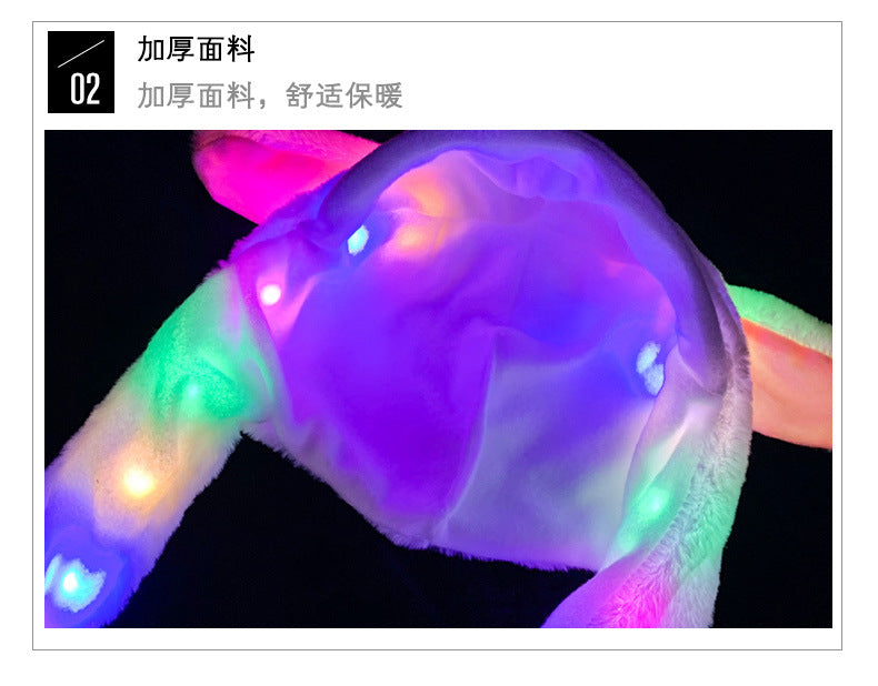 Shake the same type of luminous rabbit hat plush ears can move rabbit headband cold-proof warm earmuff luminous hat