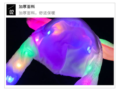 Shake the same type of luminous rabbit hat plush ears can move rabbit headband cold-proof warm earmuff luminous hat