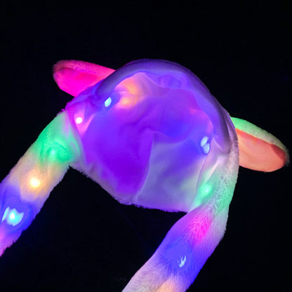 Shake the same type of luminous rabbit hat plush ears can move rabbit headband cold-proof warm earmuff luminous hat