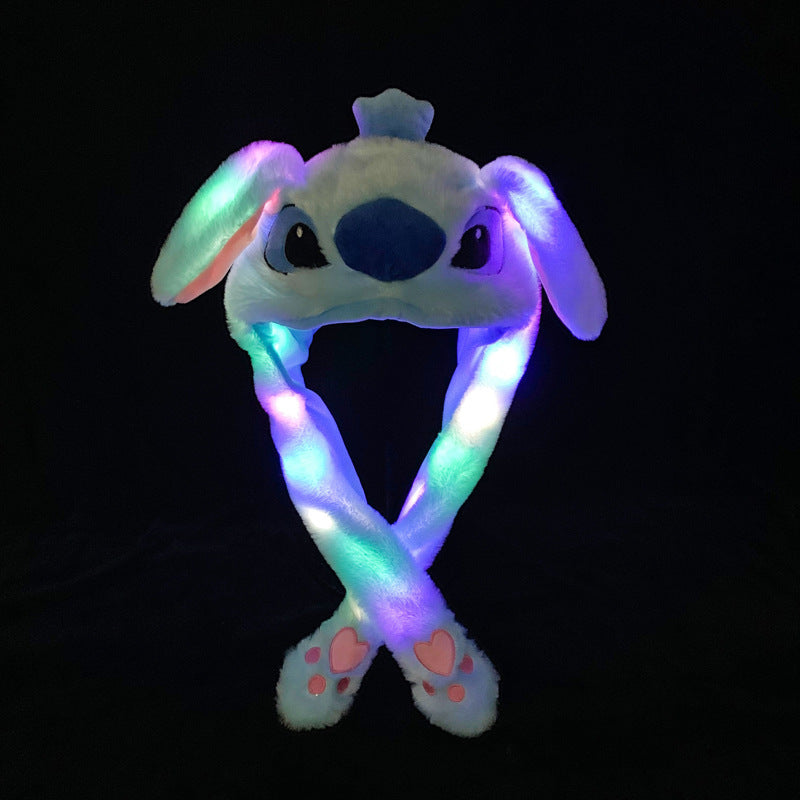 Shake the same type of luminous rabbit hat plush ears can move rabbit headband cold-proof warm earmuff luminous hat