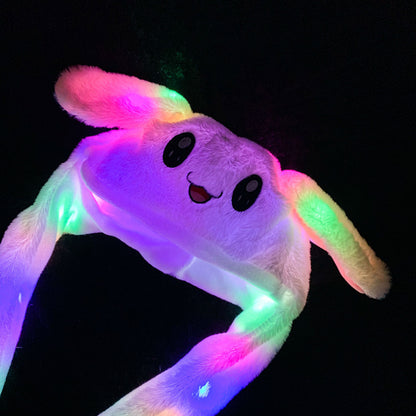 Shake the same type of luminous rabbit hat plush ears can move rabbit headband cold-proof warm earmuff luminous hat