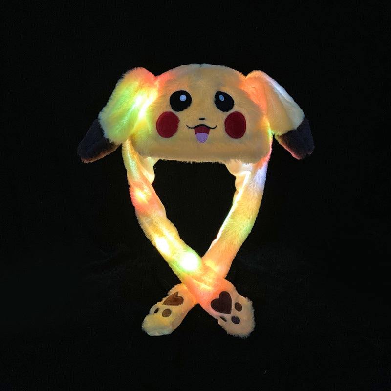 Shake the same type of luminous rabbit hat plush ears can move rabbit headband cold-proof warm earmuff luminous hat