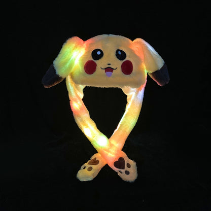 Shake the same type of luminous rabbit hat plush ears can move rabbit headband cold-proof warm earmuff luminous hat