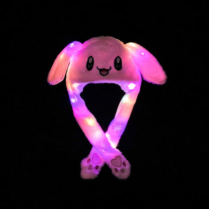 Shake the same type of luminous rabbit hat plush ears can move rabbit headband cold-proof warm earmuff luminous hat