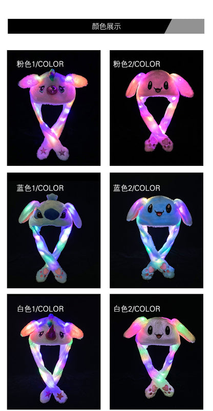 Shake the same type of luminous rabbit hat plush ears can move rabbit headband cold-proof warm earmuff luminous hat