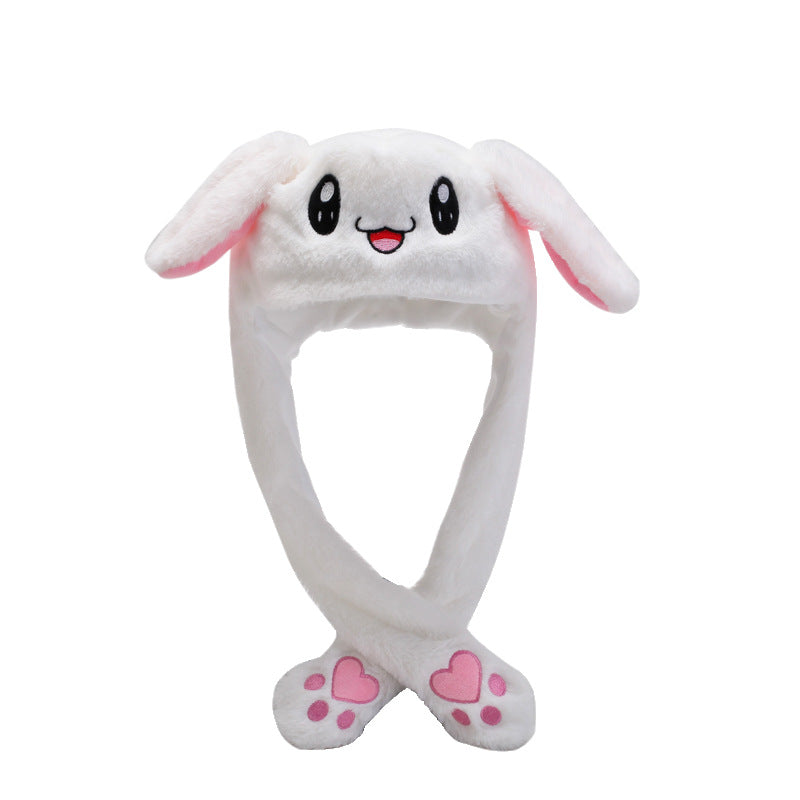 Shake the same type of luminous rabbit hat plush ears can move rabbit headband cold-proof warm earmuff luminous hat