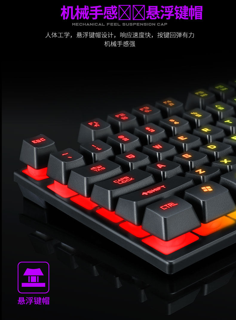 Lei Wolf T20 Keyboard Computer Backlight Office Character Luminous Single Keyboard Cross-Border Amazon Lazada Waterproof