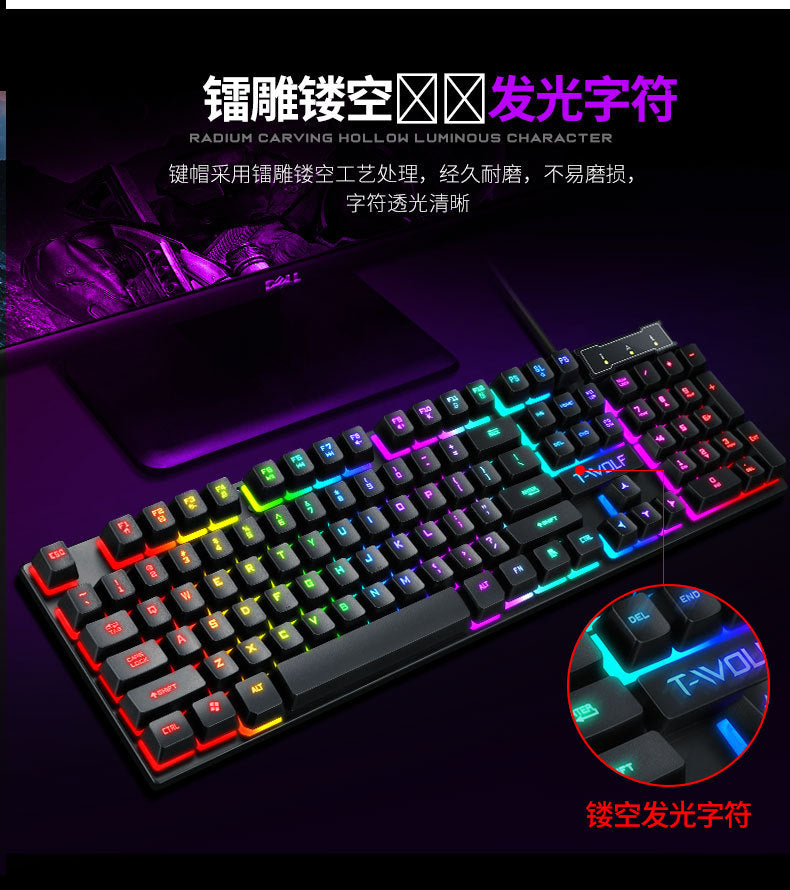 Lei Wolf T20 Keyboard Computer Backlight Office Character Luminous Single Keyboard Cross-Border Amazon Lazada Waterproof