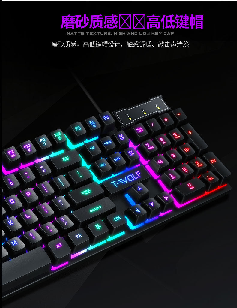 Lei Wolf T20 Keyboard Computer Backlight Office Character Luminous Single Keyboard Cross-Border Amazon Lazada Waterproof