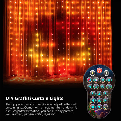 Smart LED RGB ColorRGB, Smart Curtain String Light Bluetooth APP Control Christmas Fairy Light DIY Picture Display Garland Decor