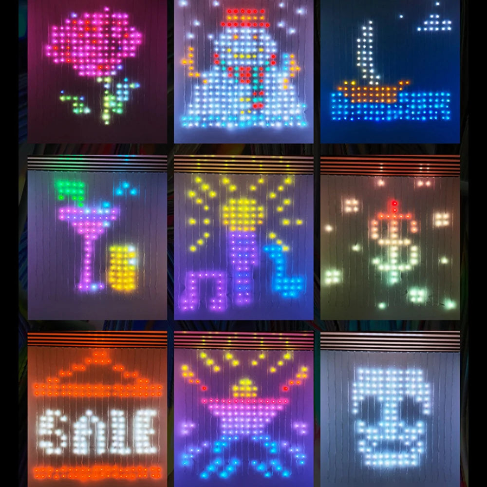 Smart LED RGB ColorRGB, Smart Curtain String Light Bluetooth APP Control Christmas Fairy Light DIY Picture Display Garland Decor