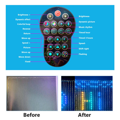 Smart LED RGB ColorRGB, Smart Curtain String Light Bluetooth APP Control Christmas Fairy Light DIY Picture Display Garland Decor