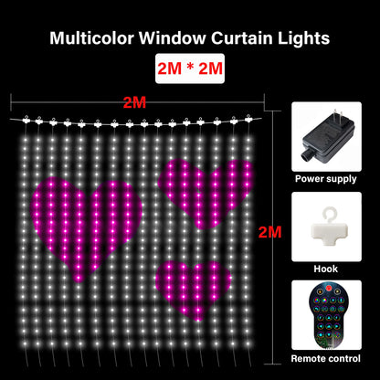 Smart LED RGB ColorRGB, Smart Curtain String Light Bluetooth APP Control Christmas Fairy Light DIY Picture Display Garland Decor