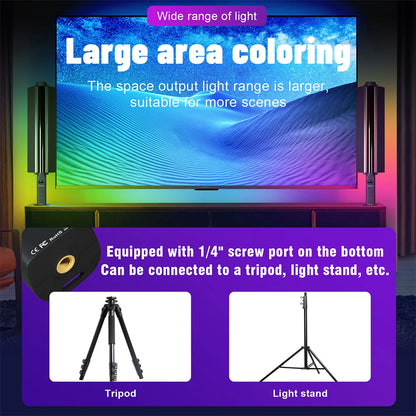 Upgrade RGB Video Light Stick w Barndoor Wand Party Colorful LED Lamp Fill Light Handheld Flash Speedlight Photography Lighting