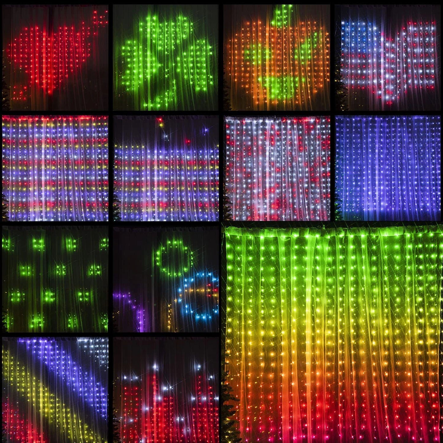 Smart LED RGB ColorRGB, Smart Curtain String Light Bluetooth APP Control Christmas Fairy Light DIY Picture Display Garland Decor