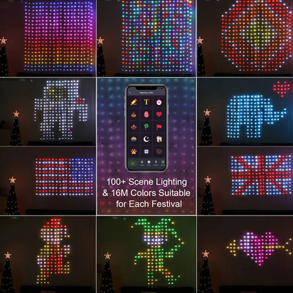 Smart LED RGB ColorRGB, Smart Curtain String Light Bluetooth APP Control Christmas Fairy Light DIY Picture Display Garland Decor