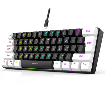 Hot Selling Portable 61 Key Gaming Keyboard 60% Gamer RGB Backlit Wired Mechanical Feel Keyboard Customization