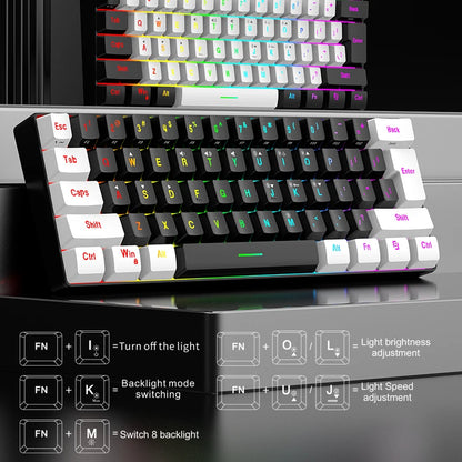 Hot Selling Portable 61 Key Gaming Keyboard 60% Gamer RGB Backlit Wired Mechanical Feel Keyboard Customization