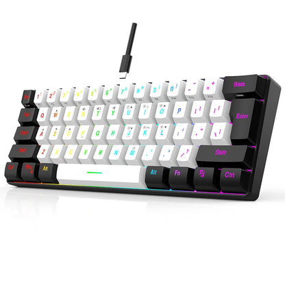 Hot Selling Portable 61 Key Gaming Keyboard 60% Gamer RGB Backlit Wired Mechanical Feel Keyboard Customization