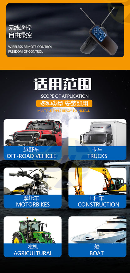 Jinlong Direct Sales Cross-Border Premium 100W Led Remote Control Search Light 12V24V Suitable for Ceiling Car Lights and Vehicle Lights