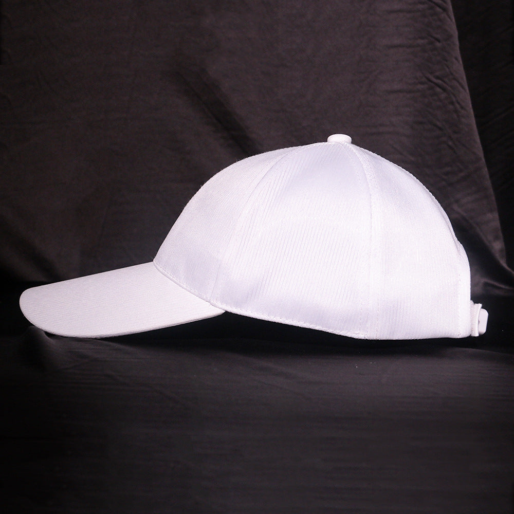Four Seasons Korean Style Unisex Light-Up Baseball Cap Led Fiber Optic Light-Up Hat Black and White Couple Trendy Breathable Cap