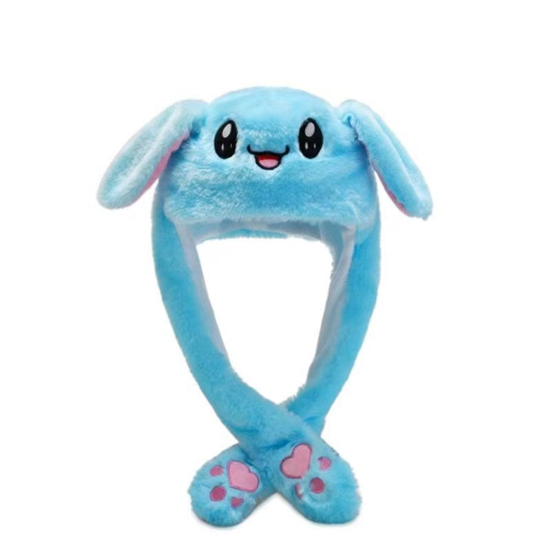 Shake the same type of luminous rabbit hat plush ears can move rabbit headband cold-proof warm earmuff luminous hat