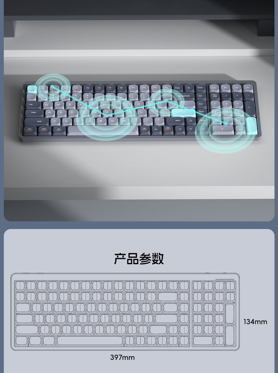 105-Key Girls' High-Looking Wireless Mechanical Keyboard with Good Words, Short-Axis Bluetooth Computer Keyboard for Office Use