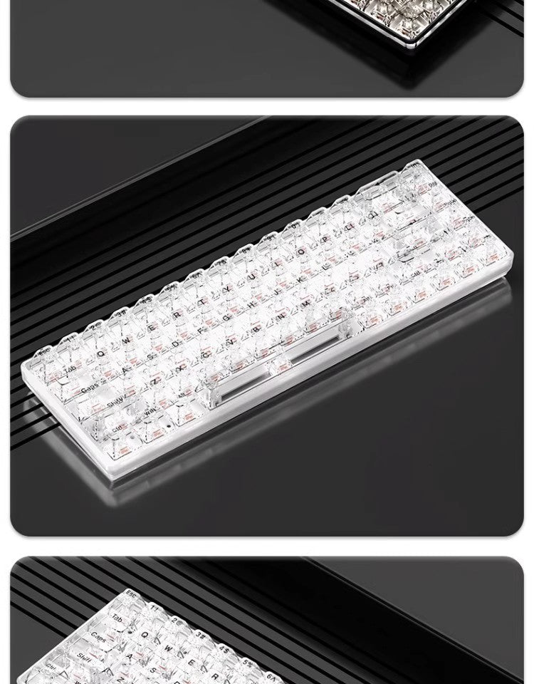Transparent Key Cap Transparent Ice Crystal Large Complete Mechanical Keyboard Universal 61 Key 87 Key 98 Key 104 Key Crystal Key Cap