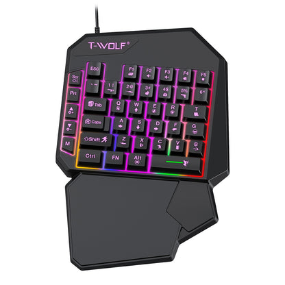 Thunderwolf T19 One-handed Keyboard Gun God Throne Left-handed Gaming Keyboard Mechanical Feel Cross-border Amazon Temu