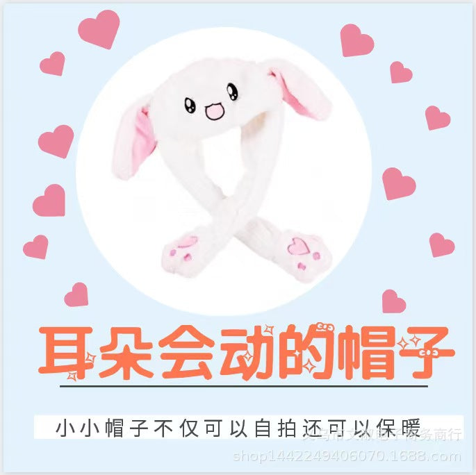 Shake the same type of luminous rabbit hat plush ears can move rabbit headband cold-proof warm earmuff luminous hat