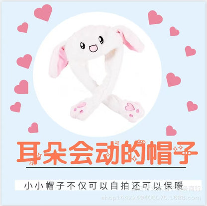 Shake the same type of luminous rabbit hat plush ears can move rabbit headband cold-proof warm earmuff luminous hat