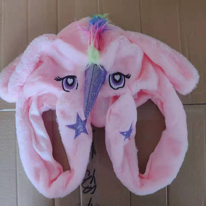 Shake the same type of luminous rabbit hat plush ears can move rabbit headband cold-proof warm earmuff luminous hat
