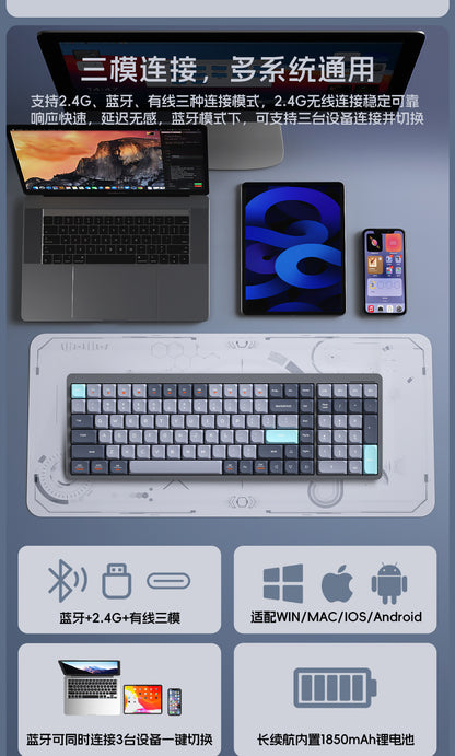 105-Key Girls' High-Looking Wireless Mechanical Keyboard with Good Words, Short-Axis Bluetooth Computer Keyboard for Office Use