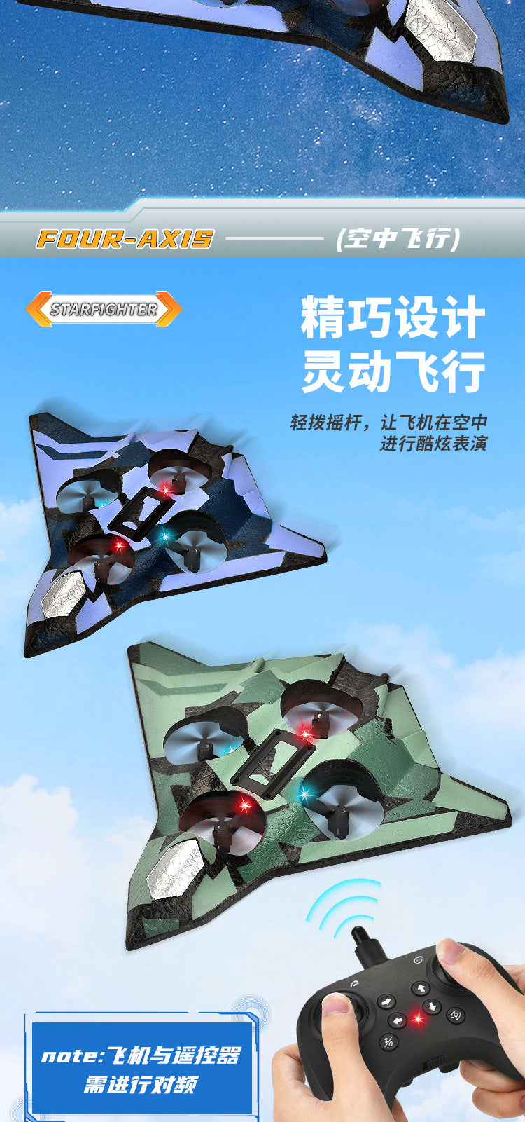 Cross-border children's remote control fighter drone rechargeable fall-resistant foam model glider birthday gift boy