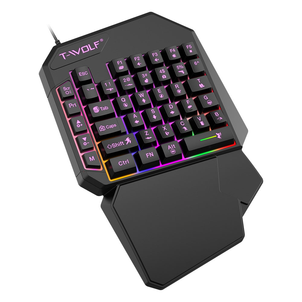 Thunderwolf T19 One-handed Keyboard Gun God Throne Left-handed Gaming Keyboard Mechanical Feel Cross-border Amazon Temu
