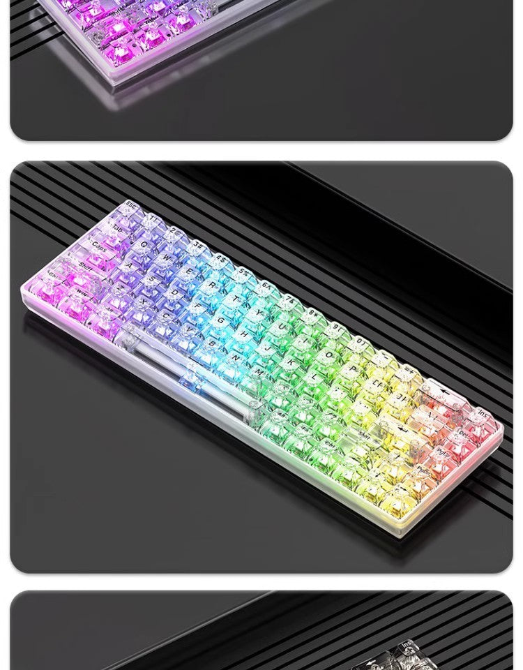 Transparent Key Cap Transparent Ice Crystal Large Complete Mechanical Keyboard Universal 61 Key 87 Key 98 Key 104 Key Crystal Key Cap
