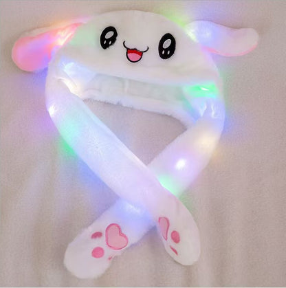Shake the same type of luminous rabbit hat plush ears can move rabbit headband cold-proof warm earmuff luminous hat