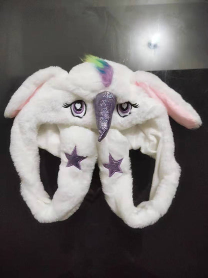 Shake the same type of luminous rabbit hat plush ears can move rabbit headband cold-proof warm earmuff luminous hat