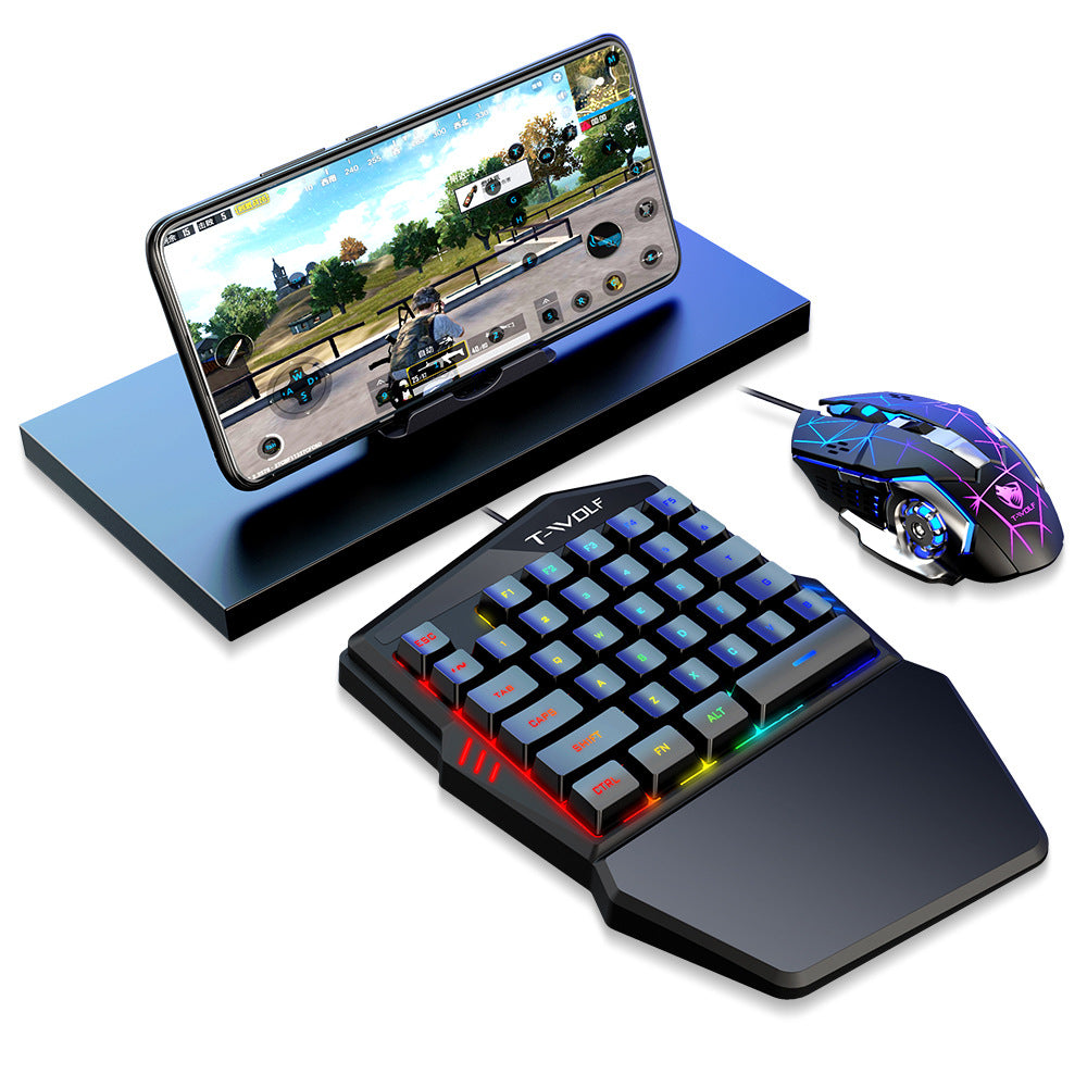 Thunderwolf T19 One-handed Keyboard Gun God Throne Left-handed Gaming Keyboard Mechanical Feel Cross-border Amazon Temu